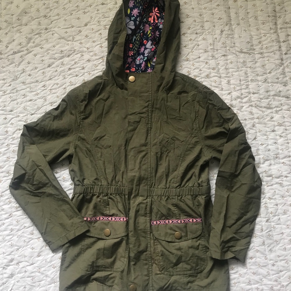 Cat & Jack girls army green hooded jacket